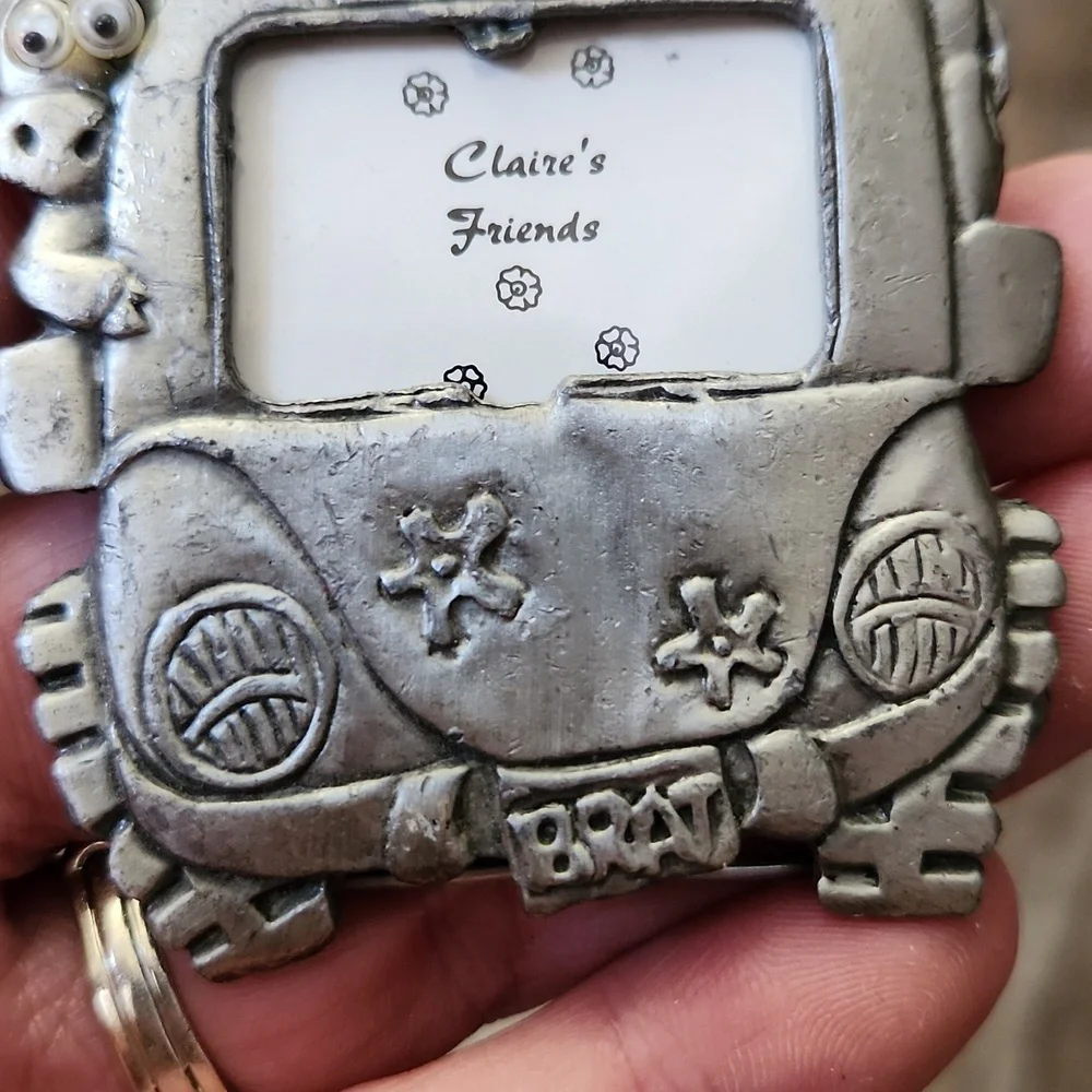 Vintage Silver Pewter VW Bug With Animals Mini Picture Frame Tiawan Brat 80s 90s